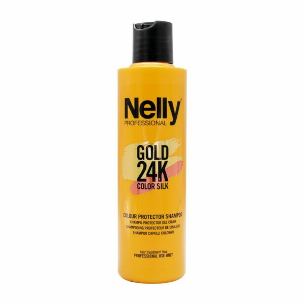 شامپو مناسب موهای رنگ شده سری گلد نلی مدل Gold 24K Color Silk حجم ۳۰۰ میلی لیتر